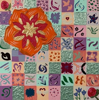 *Violet Alexandre: A Garden Embrace
Acrylic on gessobord
10” x 10” x 1.5”