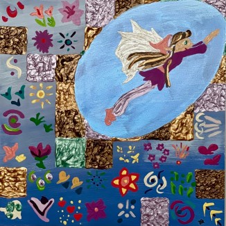 *Violet Alexandre: I’ll Fly Away
Acrylic on gessobord
10” x 10” x 1.5”