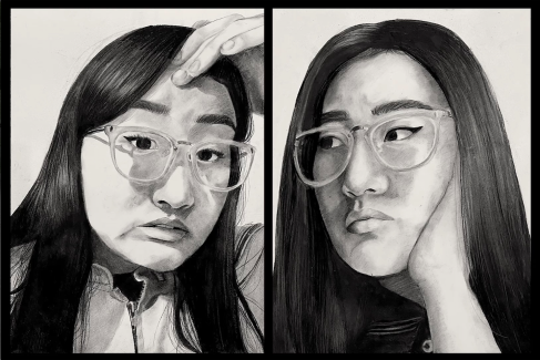Amelia Jeoung, Grade 11, Self Portrait Diptych, Charcoal
Teacher: Andrea Keefe, Central High School