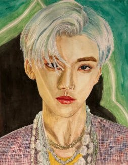 Sara Le, Grade12, Grid Portrait, Water color and colored pencil
Teacher: Cathy Bateman, Arts Academy at Benjamin Rush